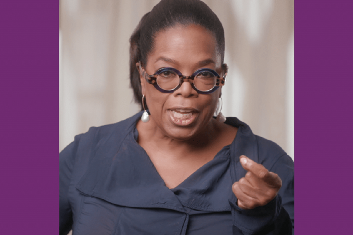 Oprah speaking at Weight Watchers rebrand town hall